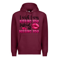 Burgundy I wish i was kissing you instead of missing you Premium Hoodie - FaDigitalArtStudio