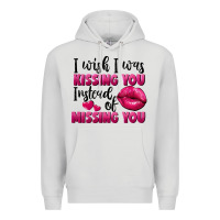 Dove Grey I wish i was kissing you instead of missing you Premium Hoodie - FaDigitalArtStudio