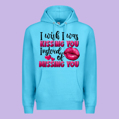 I Wish I Was Kissing You Instead Of Missing You Premium Hoodie Designed By Fadigitalartstudio