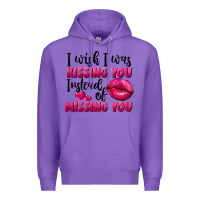 Purple I wish i was kissing you instead of missing you Premium Hoodie - FaDigitalArtStudio