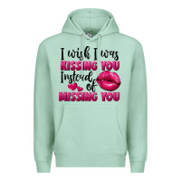 Seafoam I wish i was kissing you instead of missing you Premium Hoodie - FaDigitalArtStudio