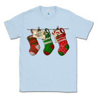 Dusty Blue Christmas Socks With Santa Letter Classic Tee - LillyAllenDesigns