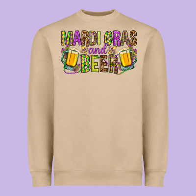 Mardi Gras And Beer Heavyweight Sweatshirt Designed By Howdyjamesfarm