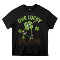 Black one lucky dude Heavy Core Tee - MaliasSmallBusiness