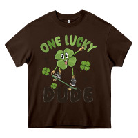 Chocolate Brown one lucky dude Heavy Core Tee - MaliasSmallBusiness