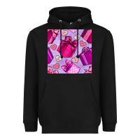 Black valentines day gift box and cookie seamless pattern Heavyweight Hoodie - BundleAndBundleShop