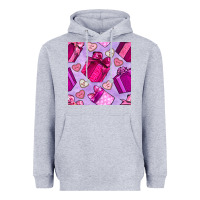 Heather Grey valentines day gift box and cookie seamless pattern Heavyweight Hoodie - BundleAndBundleShop