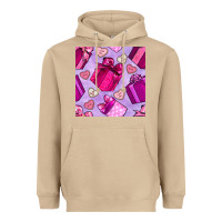 Mushroom valentines day gift box and cookie seamless pattern Heavyweight Hoodie - BundleAndBundleShop
