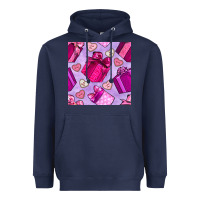 Navy valentines day gift box and cookie seamless pattern Heavyweight Hoodie - BundleAndBundleShop