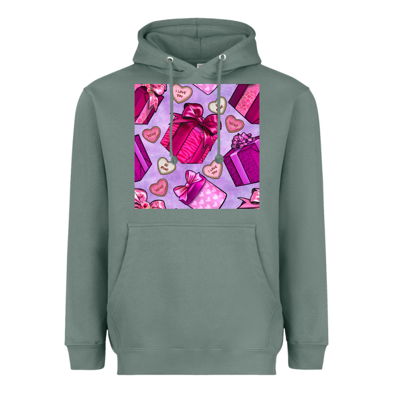 Valentines Day Gift Box And Cookie Seamless Pattern Heavyweight Hoodie by BundleAndBundleShop | Teevron