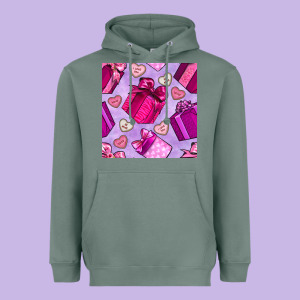 Valentines Day Gift Box And Cookie Seamless Pattern Heavyweight Hoodie Designed By Bundleandbundleshop