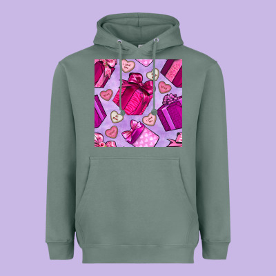 Valentines Day Gift Box And Cookie Seamless Pattern Heavyweight Hoodie Designed By Bundleandbundleshop