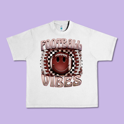 Football Vibes Smiley Face Urban Heavy Tee Designed By Barkaloodesign