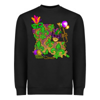 Black Louisiana Map Mardi Gras Heavyweight Sweatshirt - HowdyJamesFarm