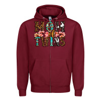 Burgundy mom of twins Zipper Hoodie - OliviaCreatesArt