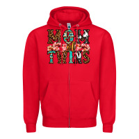 Red mom of twins Zipper Hoodie - OliviaCreatesArt