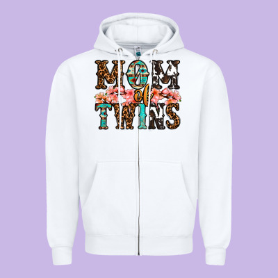 Mom Of Twins Zipper Hoodie Designed By Oliviacreatesart