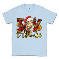 Dusty Blue joy to the world christmas cow Classic Tee - LillyAllenDesigns
