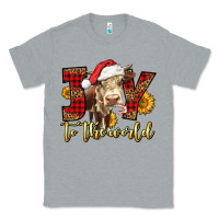 Heather Grey joy to the world christmas cow Classic Tee - LillyAllenDesigns