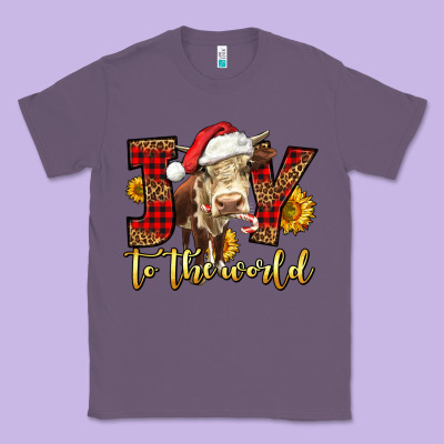 Joy To The World Christmas Cow Classic Tee Designed By Lillyallendesigns