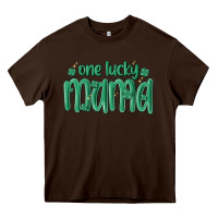 Chocolate Brown one lucky mama Heavy Core Tee - MaliasSmallBusiness