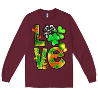 Burgundy st.patrick love with clover Long Sleeve Tee - NancyCooperArtShop