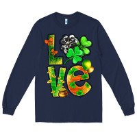 Navy st.patrick love with clover Long Sleeve Tee - NancyCooperArtShop