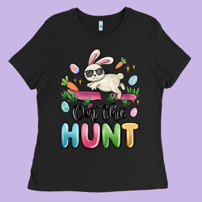 On The Hunt Easter Ladies Tee Designed By Maliassmallbusiness