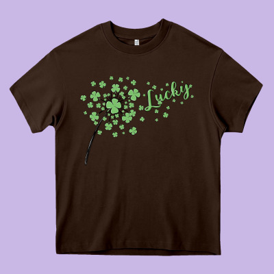 Four Leaf Clover Heavy Core Tee Designed By Maliassmallbusiness