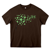 Chocolate Brown four leaf clover Heavy Core Tee - MaliasSmallBusiness