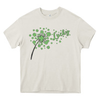 Cream four leaf clover Heavy Core Tee - MaliasSmallBusiness