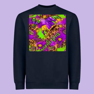 Mardi Gras And Jester Hat Seamless Pattern Heavyweight Sweatshirt Designed By Howdyjamesfarm