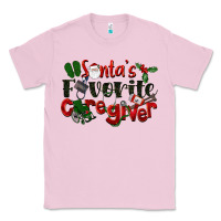 Bubblegum Pink Santa's Favorite Caregiver Christmas Classic Tee - LillyAllenDesigns