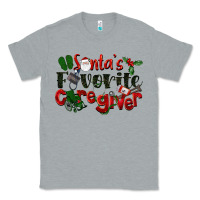 Heather Grey Santa's Favorite Caregiver Christmas Classic Tee - LillyAllenDesigns