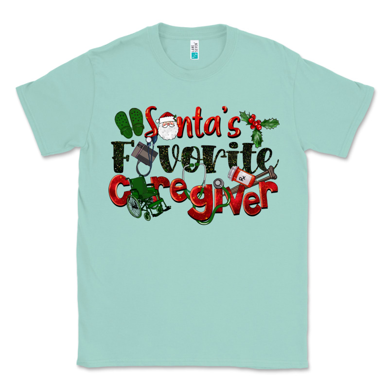 Santa's Favorite Caregiver Christmas Classic Tee by LillyAllenDesigns | Teevron