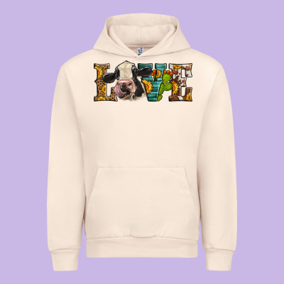 Western Love Holstein Cow Urban Hoodie Designed By Lillyallendesigns