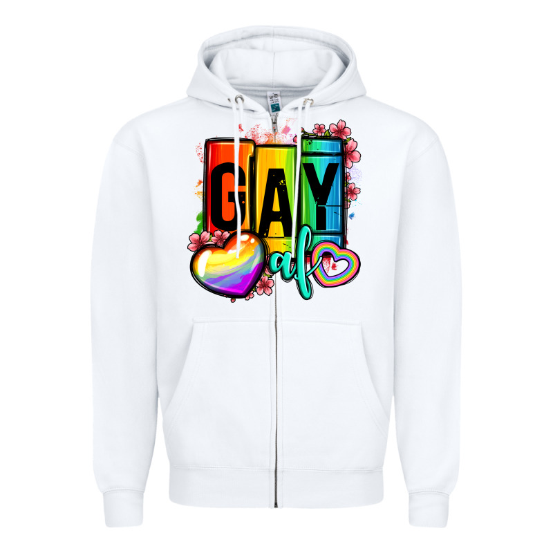 Gay Af Zipper Hoodie by OliviaCreatesArt | Teevron