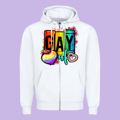 Gay Af Zipper Hoodie Designed By Oliviacreatesart