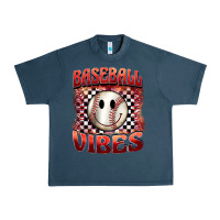 Midnight Navy baseball vibes smiley face Urban Heavy Tee - BarkalooDesign