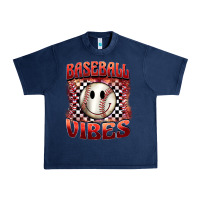 Navy baseball vibes smiley face Urban Heavy Tee - BarkalooDesign