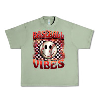 Oil Green baseball vibes smiley face Urban Heavy Tee - BarkalooDesign