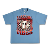 Pebble Blue baseball vibes smiley face Urban Heavy Tee - BarkalooDesign
