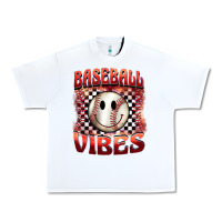 White baseball vibes smiley face Urban Heavy Tee - BarkalooDesign