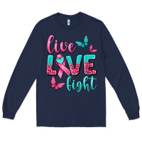 Navy live love fight breast cancer Long Sleeve Tee - texasbilliewilder