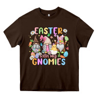 Chocolate Brown easter  with my gnomies Heavy Core Tee - MaliasSmallBusiness