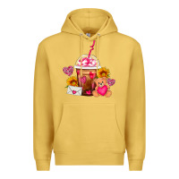 Antique Gold Valentines Day Frappe Coffee Premium Hoodie - FaDigitalArtStudio