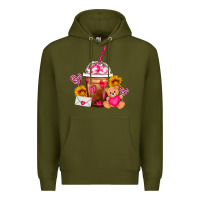 Army Green Valentines Day Frappe Coffee Premium Hoodie - FaDigitalArtStudio