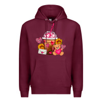 Burgundy Valentines Day Frappe Coffee Premium Hoodie - FaDigitalArtStudio