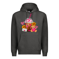Charcoal Heather Valentines Day Frappe Coffee Premium Hoodie - FaDigitalArtStudio