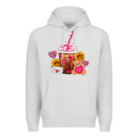 Dove Grey Valentines Day Frappe Coffee Premium Hoodie - FaDigitalArtStudio
